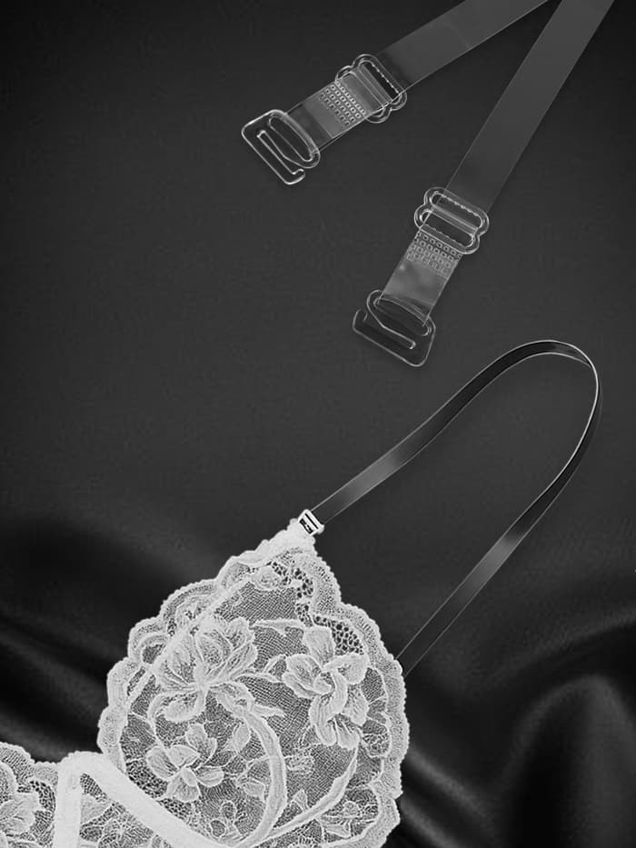 Лямки для бюстгальтера, силиконовые, фурнитура пластик, 1 см, 37 см, пара, прозрачные