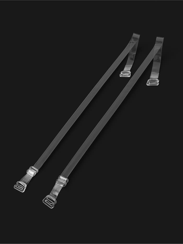Лямки для бюстгальтера, силиконовые, фурнитура пластик, 1 см, 37 см, пара, прозрачные
