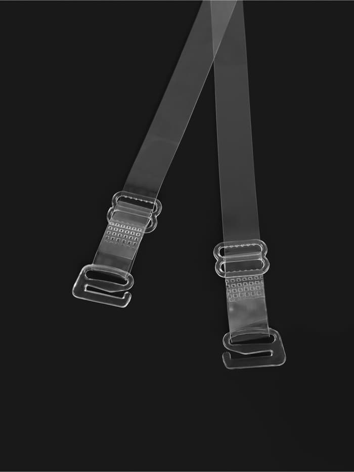 Лямки для бюстгальтера, силиконовые, фурнитура пластик, 1 см, 37 см, пара, прозрачные
