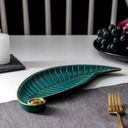 Блюдо для фруктов Доляна «Винтажный лист», 27×10.5×1.5 см, зелёное