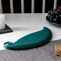 Блюдо для фруктов Доляна «Винтажный лист», 27×10.5×1.5 см, зелёное