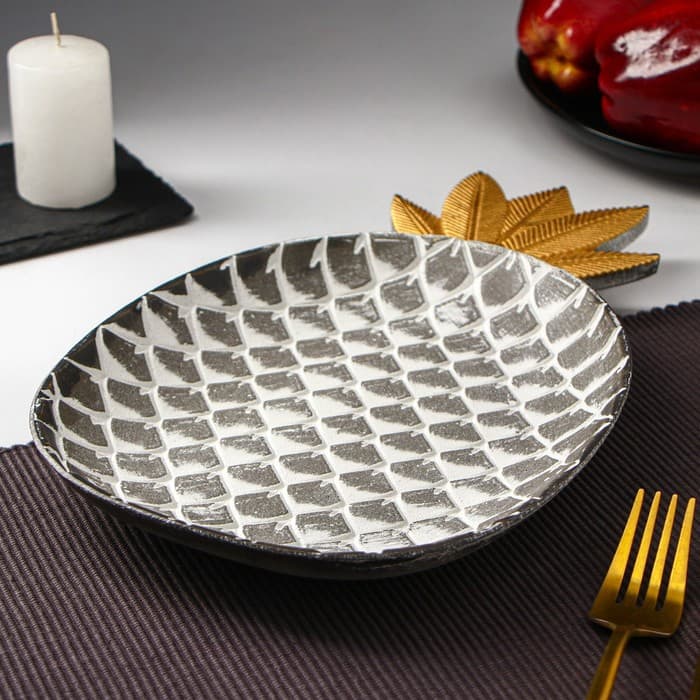 Блюдо для фруктов Доляна «Винтаж», 30×19×2 см, серое