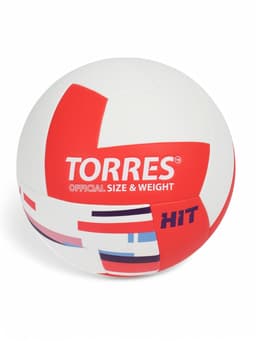 Мяч волейбольный TORRES Hit, V32355, размер 5, ПУ, бутиловая камера, клееный