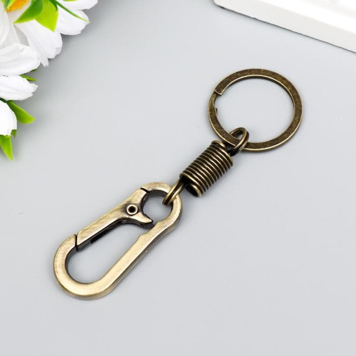 Брелок для ключей на кольце «Карабин с пружиной», металл под латунь, 9.5×3 см