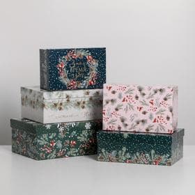 Набор подарочных коробок 5 в 1 «Зима время чудес», 32.5×20×12.5 - 22×14×8.5 см, Новый год