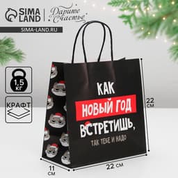 Пакет подарочный новогодний «Так тебе и надо», 22×22×11 см