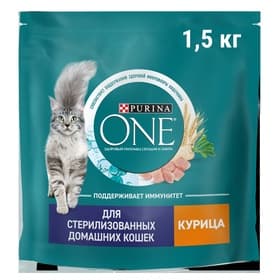 Сухой корм Purina One для стерилизованных кошек, курица/злаки, 1.5 кг