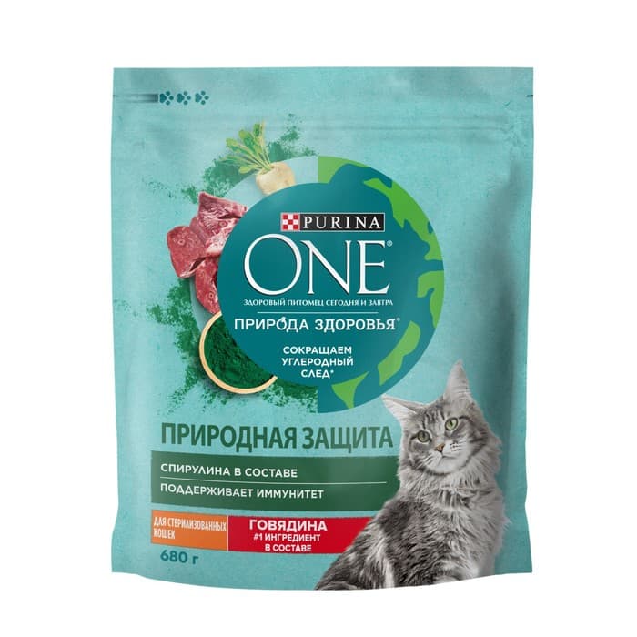 Сухой корм Purina One «Природа здоровья» для стерилизованных кошек, говядина, 680 г