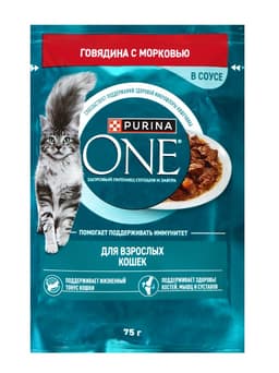 Влажный корм Purina One для кошек, говядина/морковь, 75 г