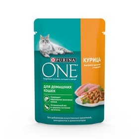 Влажный корм Purina One для домашних кошек, курица/морковь, 75 г