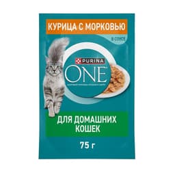 Влажный корм Purina One для домашних кошек, курица/морковь, 75 г
