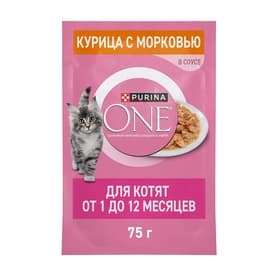 Влажный корм Purina One для котят, курица/морковь, 75 г