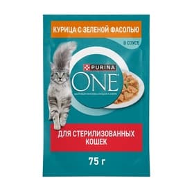 Влажный корм Purina One для стерилизованных кошек, курица/фасоль, 75 г