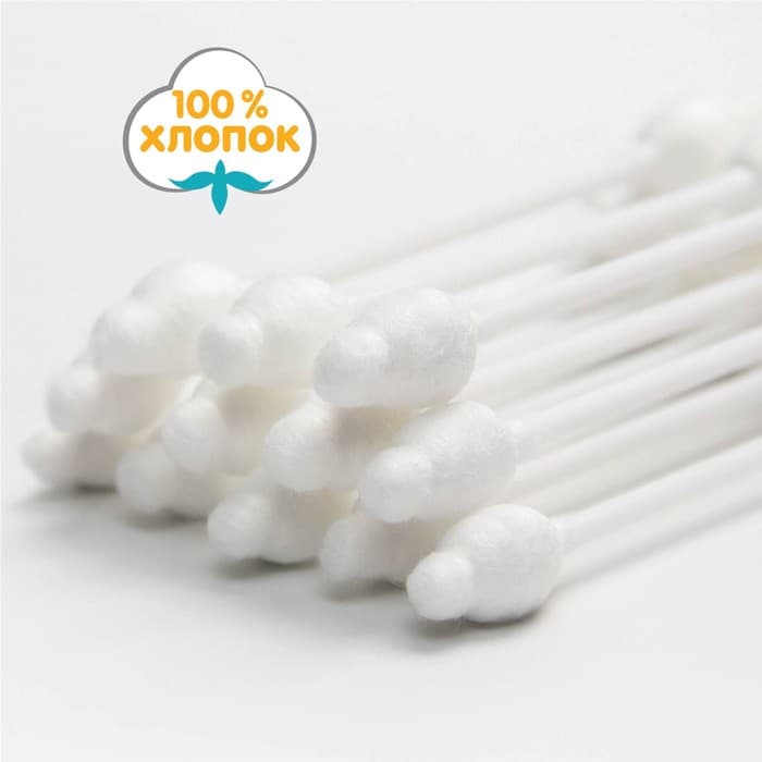 Ватные палочки с ограничителем, коробка 55 шт.