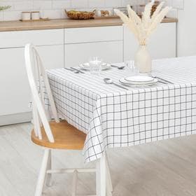 Клеёнка на стол «Клетка», на тканевой основе, ширина 137 см, рулон 20 м, толщина 0.25 мм, белая