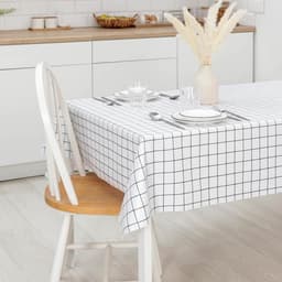 Клеёнка на стол «Клетка», на тканевой основе, ширина 137 см, рулон 20 м, толщина 0.25 мм, белая