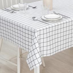 Клеёнка на стол «Клетка», на тканевой основе, ширина 137 см, рулон 20 м, толщина 0.25 мм, белая