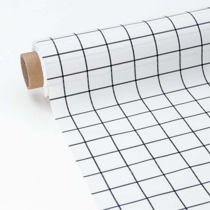 Клеёнка на стол «Клетка», на тканевой основе, ширина 137 см, рулон 20 м, толщина 0.25 мм, белая
