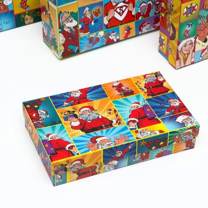 Набор подарочных новогодних коробок «Pop-art: Новогодний», 30×20×8 - 24×14×5 см