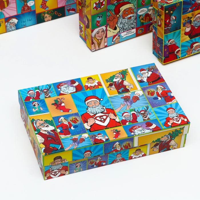 Набор подарочных новогодних коробок «Pop-art: Новогодний», 30×20×8 - 24×14×5 см