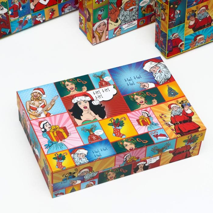 Набор подарочных новогодних коробок «Pop-art: Новогодний», 30×20×8 - 24×14×5 см