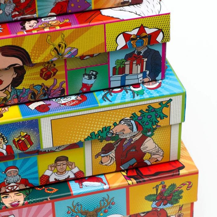 Набор подарочных новогодних коробок «Pop-art: Новогодний», 30×20×8 - 24×14×5 см