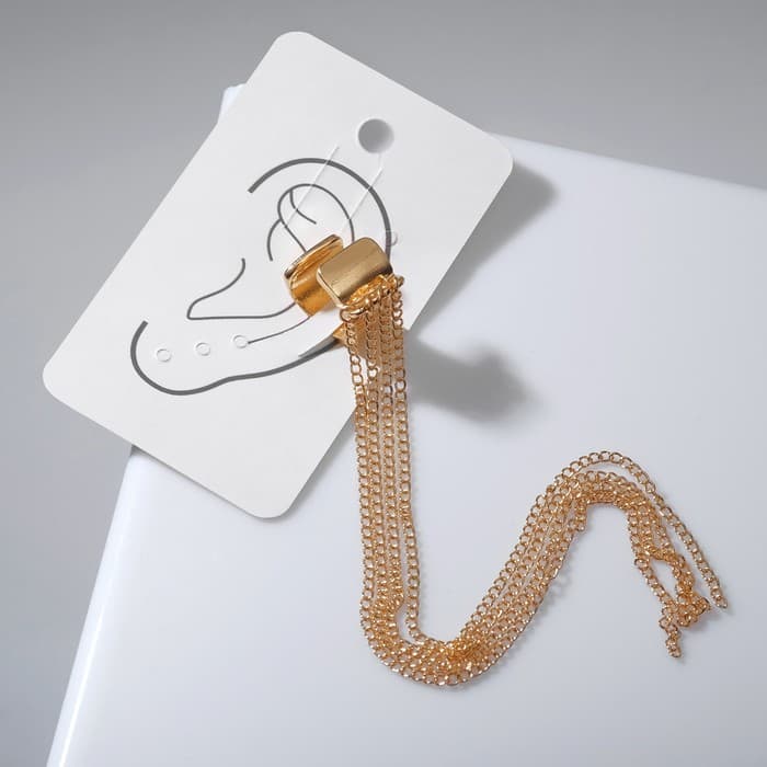 Серьга кафф «4 Цепочки», цвет золото