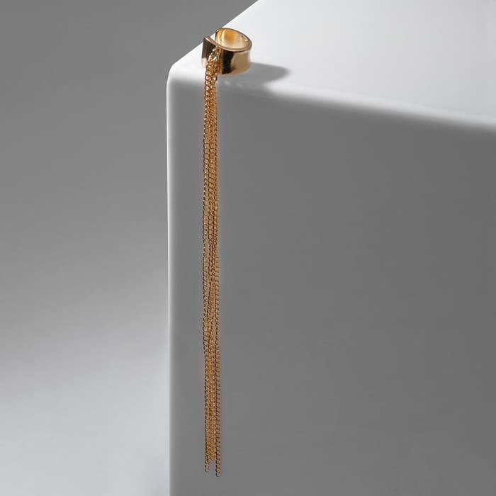 Серьга кафф «4 Цепочки», цвет золото