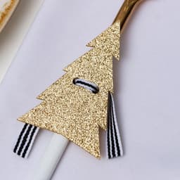 Набор для декора столовых предметов «Доляна. Ёлка», 4 шт., цвет золото, 5×7.5 см