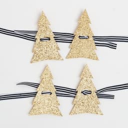 Набор для декора столовых предметов «Доляна. Ёлка», 4 шт., цвет золото, 5×7.5 см