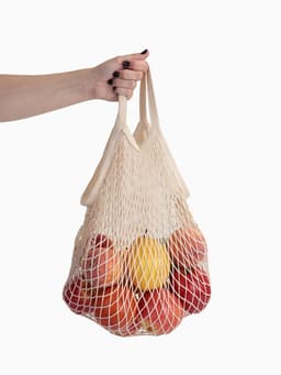 Сумка - авоська плетёная, ручка 12 см, клетка 1.5 см, бежевая