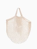 Сумка - авоська плетёная, ручка 12 см, клетка 1.5 см, бежевая