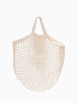 Сумка - авоська плетёная, ручка 12 см, клетка 1.5 см, бежевая