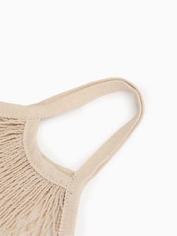 Сумка - авоська плетёная, ручка 12 см, клетка 1.5 см, бежевая