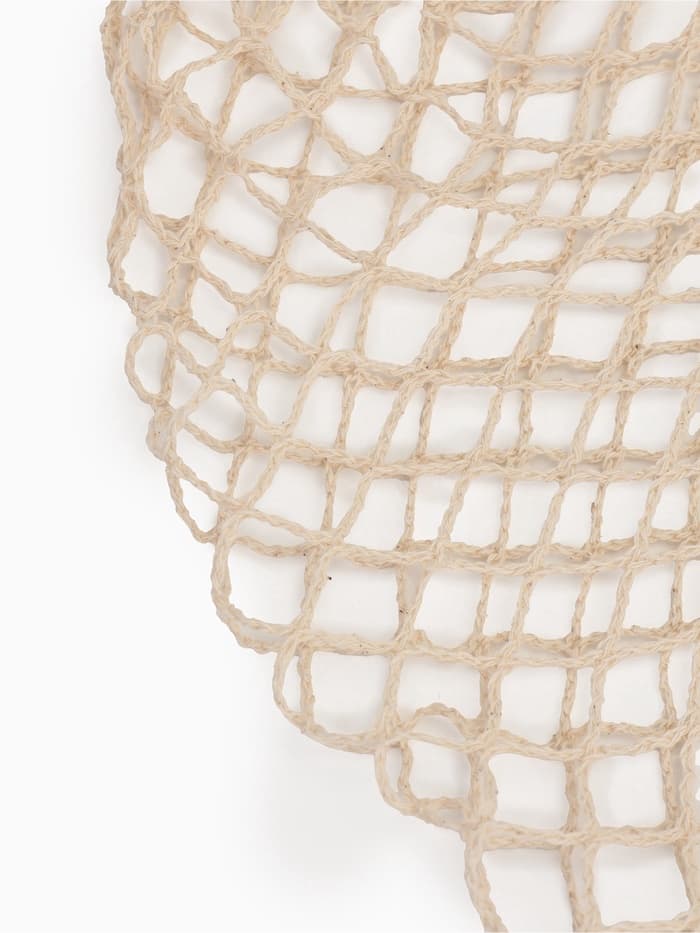 Сумка - авоська плетёная, ручка 12 см, клетка 1.5 см, бежевая