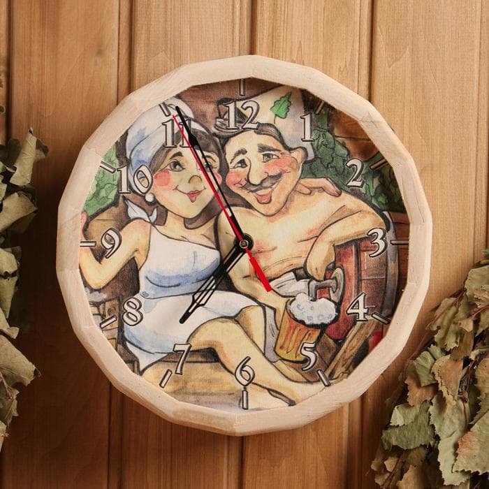 Часы для бани «№4», настенные, с рисунком