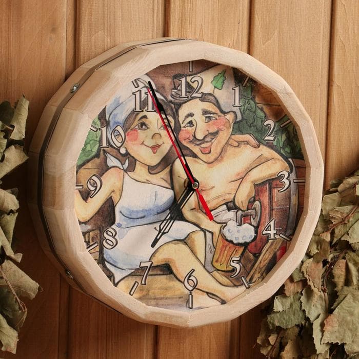 Часы для бани «№4», настенные, с рисунком