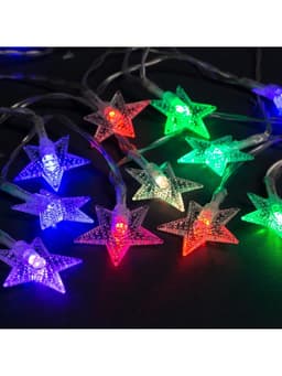 Гирлянда «Нить» 3 м с насадками «Звёзды», IP20, прозрачная нить, 20 LED, от батареек АА×3, свечение мульти