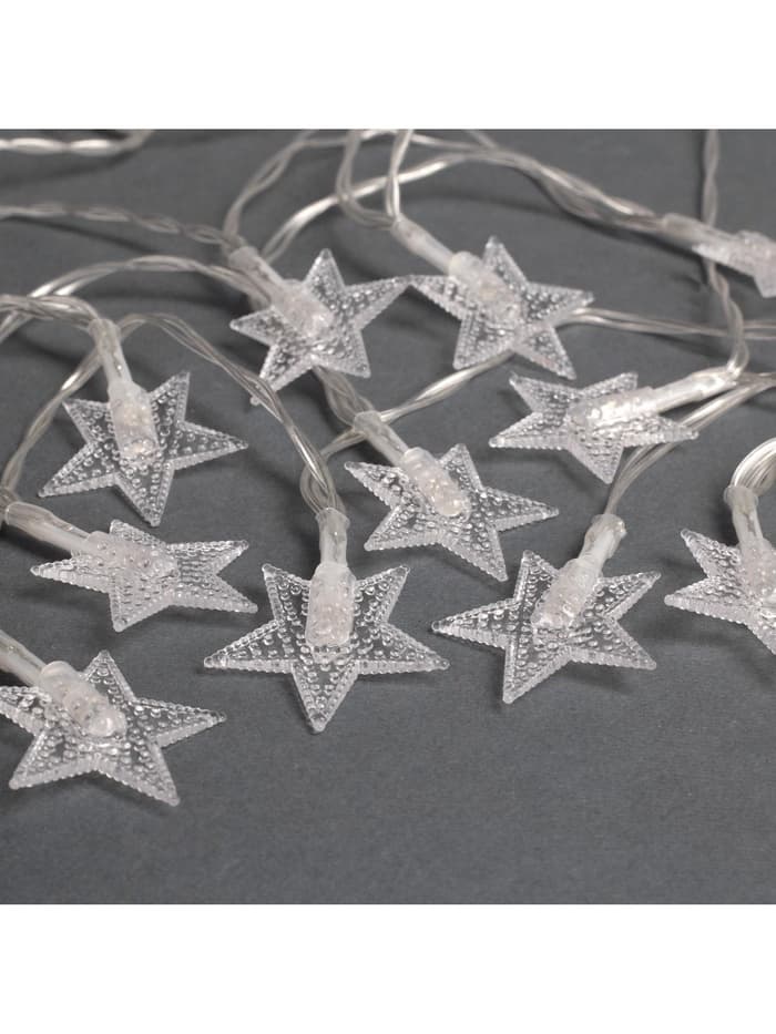 Гирлянда «Нить» 3 м с насадками «Звёзды», IP20, прозрачная нить, 20 LED, от батареек АА×3, свечение мульти