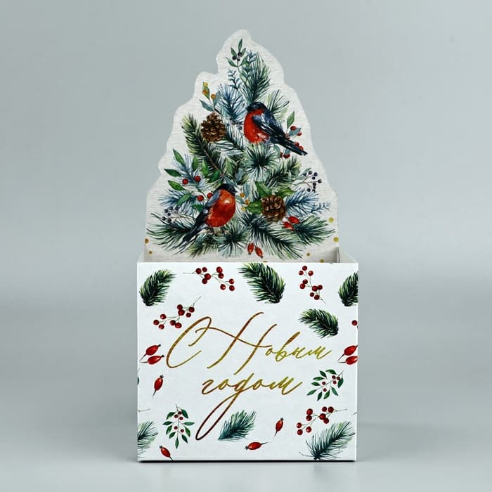 Коробка новогодняя для мини-букетов «С Новым годом», 12×17×10 см