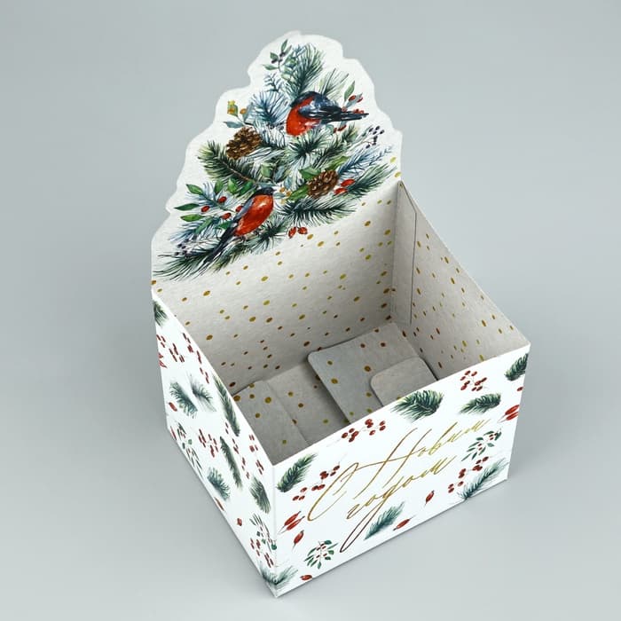 Коробка новогодняя для мини-букетов «С Новым годом», 12×17×10 см