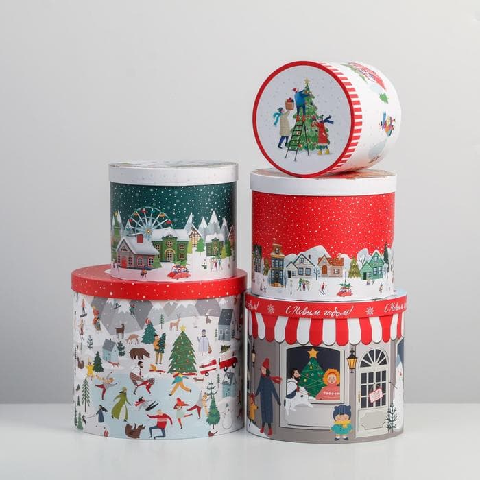 Набор подарочных коробок 5 в 1 «С Новым годом», 13×14‒19.5×22 см