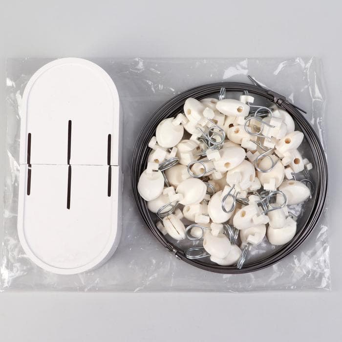 Карниз-струна 10 м, с пластмассовыми зажимами, 60 шт., белый