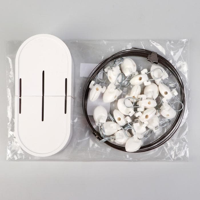 Карниз-струна 3.5 м, с пластмассовыми зажимами, 20 шт., белый