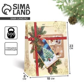 Пакет подарочный новогодний ламинированный «С Новым годом!», MS 18×23×8 см