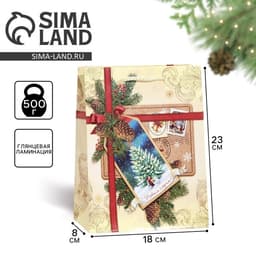 Пакет подарочный новогодний ламинированный «С Новым годом!», MS 18×23×8 см