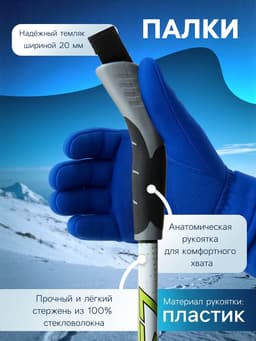 Палки лыжные стеклопластиковые, длина 125 см, цвета МИКС