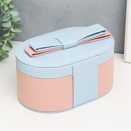 Шкатулка для украшений «Бант», с зеркалом, искусственная кожа, с замком, персиково-голубая, 12×13.5×20.5 см