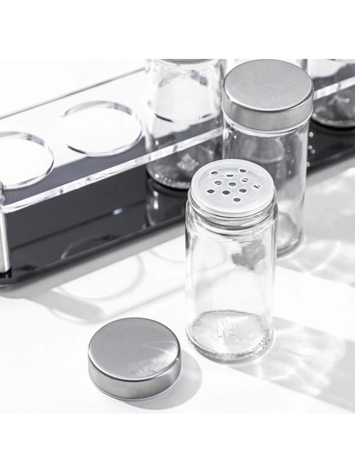 Набор для специй на подставке «Хай-тек», 90 мл, 33×6.7×10.5 см, 4×9.5 см, 6 шт., стекло