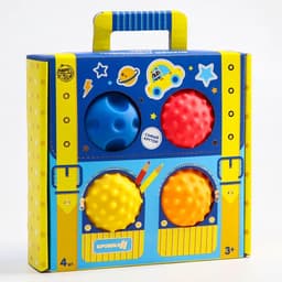 Развивающие тактильные мячики Крошка Я «Чемоданчик», с пищалкой, в наборе 4 шт.